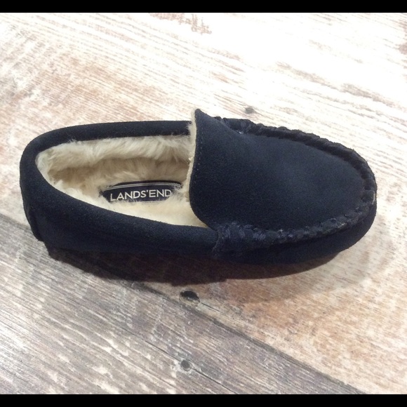 Suede/Sherpa Navy Blue Lands’end Sz 9 Infant Shoe - Picture 2 of 4